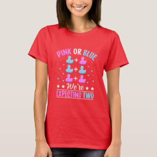 Rosa oder Blau, wir erwarten zwei (4) T-Shirt