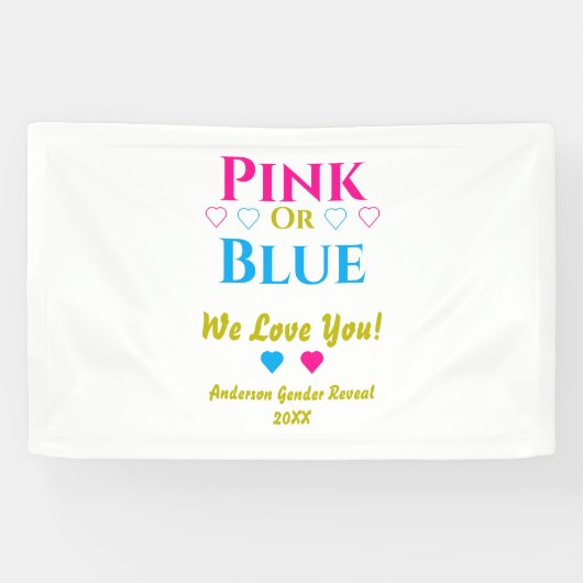 Rosa oder blau, wir Liebe dich! Geschlechtsankündi Banner (Horizontal)