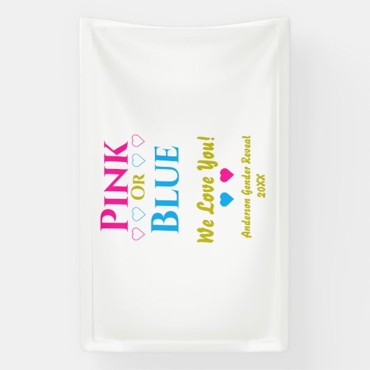 Rosa oder blau, wir Liebe dich! Geschlechtsankündi Banner (Vertikal)