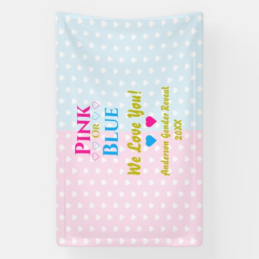 Rosa oder blau, wir Liebe dich! Geschlechtsankündi Banner (Vertikal)
