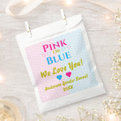 Rosa oder blau, wir Liebe dich! Geschlechtsankündi Geschenktütchen (Ausgeschnitten)