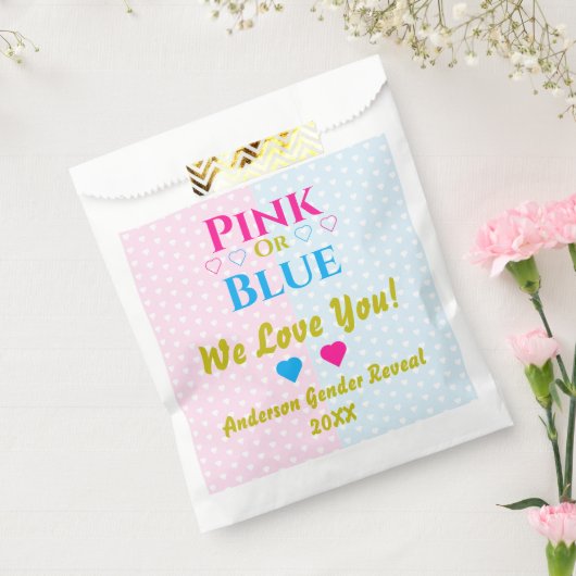 Rosa oder blau, wir Liebe dich! Geschlechtsankündi Geschenktütchen (Versiegelt)
