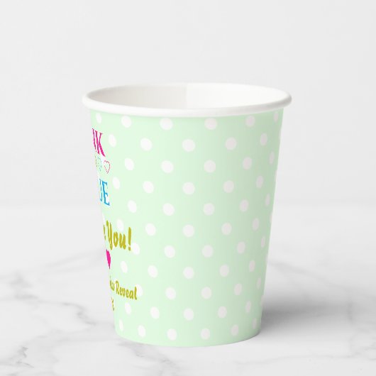 Rosa oder blau, wir Liebe dich! Geschlechtsankündi Pappbecher (Links)