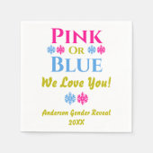 Rosa oder blau, wir Liebe dich! Geschlechtsankündi Serviette (Vorderseite)