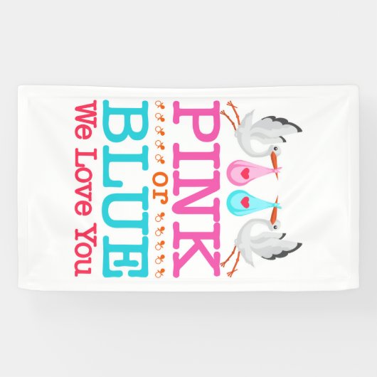 Rosa oder Blau Wir Liebe Ihnen Geschlecht Storch o Banner (Horizontal)