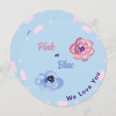 Rosa oder Blau Wir Liebe Sie Aquarellfarben Blume Einladung (Vorne/Hinten)