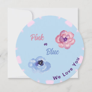 Rosa oder Blau Wir Liebe Sie Aquarellfarben Blume Einladung