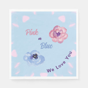 Rosa oder Blau Wir Liebe Sie Aquarellfarben Blume Serviette