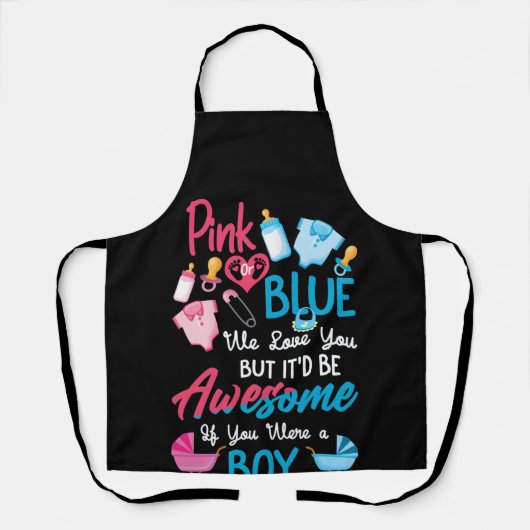 Rosa oder blau Wir Liebe Sie Gender Reveal Team Schürze (Vorderseite)