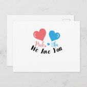 Rosa oder blau Wir Liebe Sie Geschlecht zeigen Bab Einladungspostkarte (Vorne/Hinten)