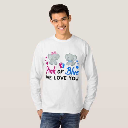 Rosa oder blau Wir Liebe Sie Mama Vater Baby Gende T-Shirt (Vorne ganz)
