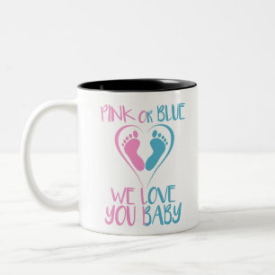 Rosa oder Blau Wir lieben dich Baby Geschlecht ver Zweifarbige Tasse