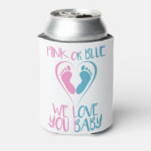 Rosa oder blau Wir Lieben Sie Baby Geschlecht offe Dosenkühler (Kanne Rückseite)