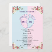 rosa oder blaue Babyfuß Einladung (Vorne/Hinten)