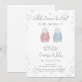Rosa oder blaue Beanie Einladung (Vorne/Hinten)