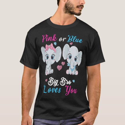 Rosa oder blaue Big Bro Lieben, die Elefanten Baby T-Shirt (Vorderseite)
