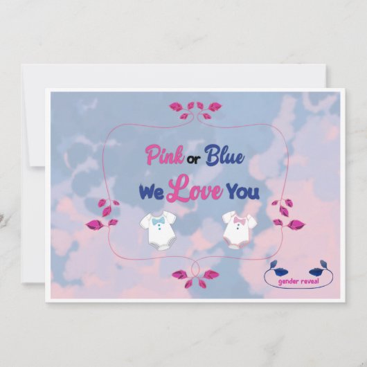 Rosa oder blaue Gefärbte Krawatte Einladung (Vorderseite)