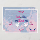 Rosa oder blaue Gefärbte Krawatte Einladung (Vorne/Hinten)