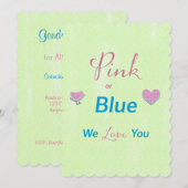 Rosa oder blaue Geschlechtsoffenbarung Einladung (Vorne/Hinten)