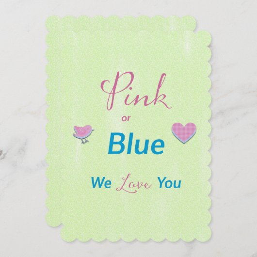 Rosa oder blaue Geschlechtsoffenbarung Einladung (Vorne/Hinten)