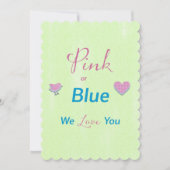 Rosa oder blaue Geschlechtsoffenbarung Einladung (Vorderseite)