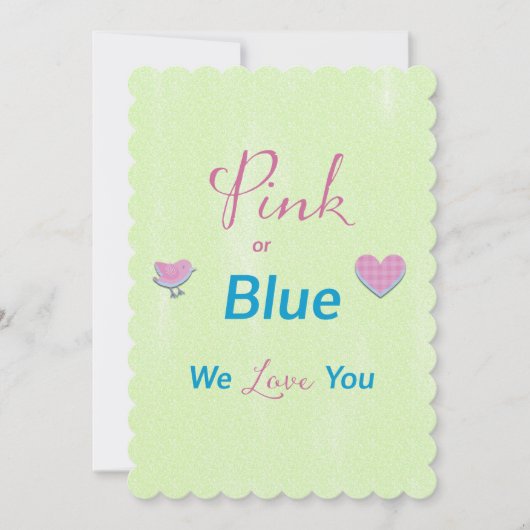 Rosa oder blaue Geschlechtsoffenbarung Einladung (Vorderseite)