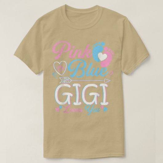 Rosa oder blaue Gigi-Lieben, die Ihr Baby-Geschlec T-Shirt (Design vorne)