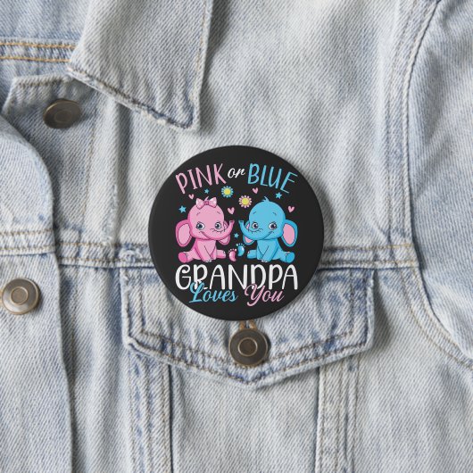 Rosa oder blaue Grandpa-Lieben Sie Elephant Baby R Button (Beispiel)