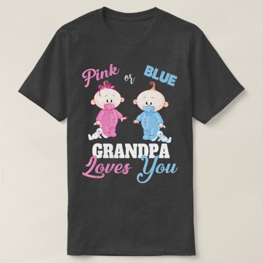 Rosa oder blaue Grandpa-Lieben YouGender Reveal T-Shirt (Design vorne)