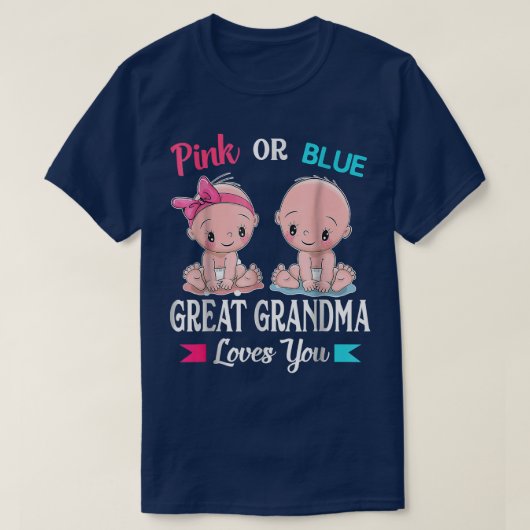 Rosa oder blaue große Oma-Lieben, die Sie Geschlec T-Shirt (Design vorne)