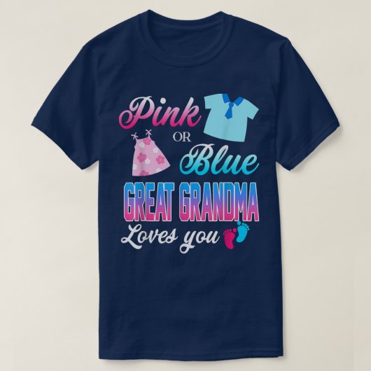 Rosa oder blaue große Oma-Lieben, die Sie Geschlec T-Shirt (Design vorne)