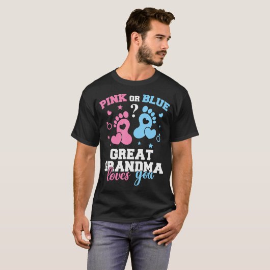 Rosa oder blaue große Oma-Lieben, die Sie Geschlec T-Shirt (Vorne ganz)