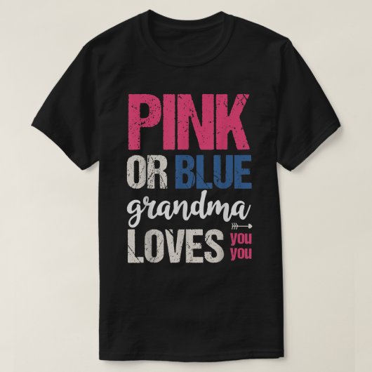 Rosa oder blaue große Oma-Lieben Sie Baby Geschlec T-Shirt (Design vorne)