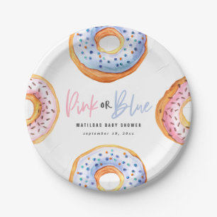 Rosa oder blaue Krapfen-Babyparty Pappteller