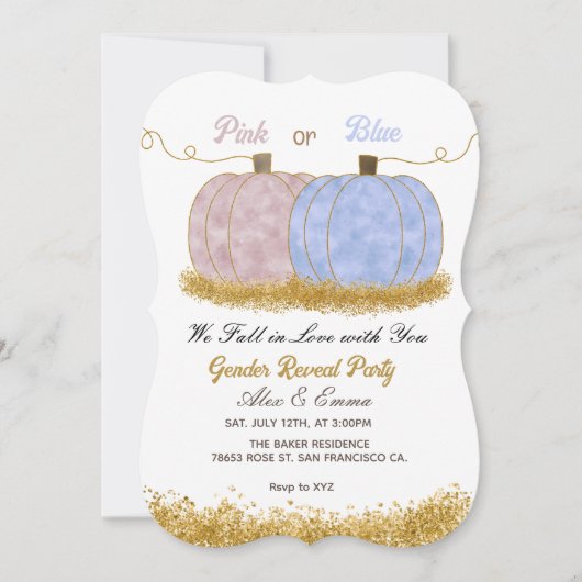 Rosa oder blaue Kürbisgeschlecht offenbaren Einlad Einladung (Vorderseite)