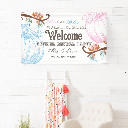 Rosa oder blaue Kürbisgeschlecht - Willkommen Banner (Insitu)