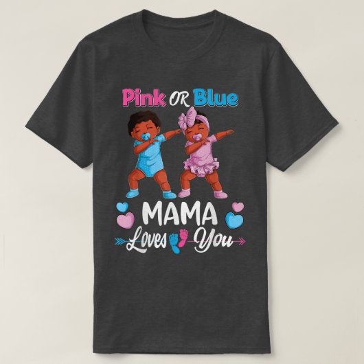 Rosa oder blaue Mama-Lieben, die das Schwarze Baby T-Shirt (Design vorne)