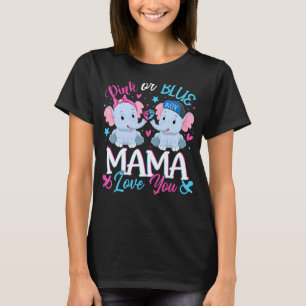 Rosa oder blaue Mama-Lieben Elefanten Baby Gender T-Shirt