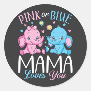 Rosa oder blaue Mama Lieben Sie Elephant Baby Runder Aufkleber