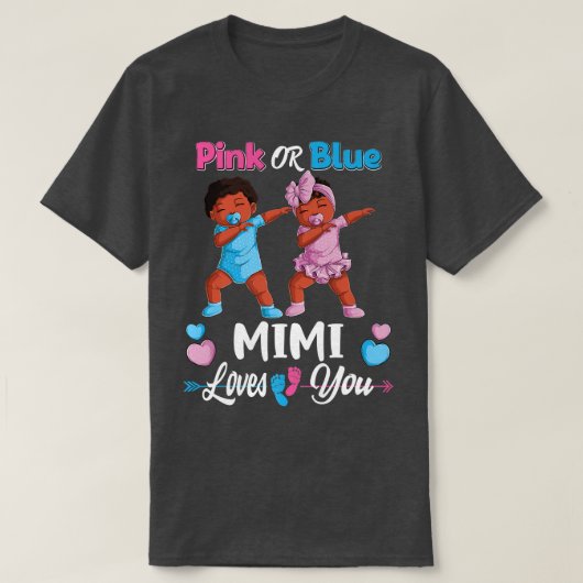 Rosa oder blaue Mimi-Lieben, die das Schwarze Baby T-Shirt (Design vorne)