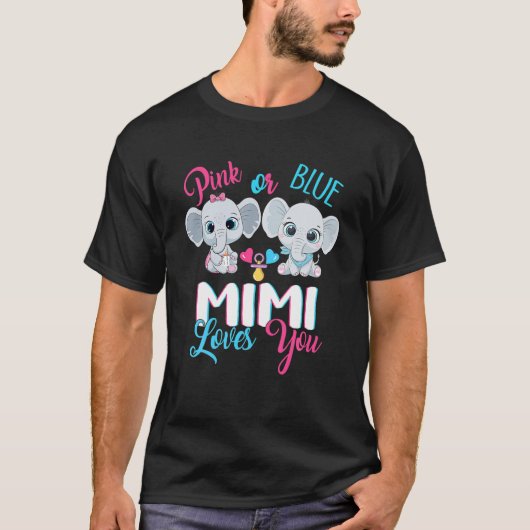 Rosa oder blaue Mimi-Lieben Sie Elefanten-Baby-Ges T-Shirt (Vorderseite)
