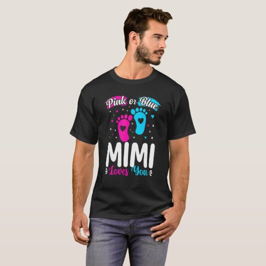 Rosa oder blaue Mimi-Lieben Sie Niedliche Geschlec T-Shirt (Vorne ganz)