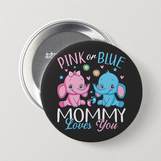 Rosa oder blaue Mommy Lieben Sie Elephant Baby Rou Button (Vorne & Hinten)