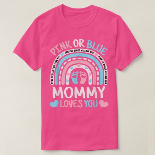 Rosa oder blaue Mommy-Lieben Sie Geschlecht zeigen T-Shirt (Design vorne)
