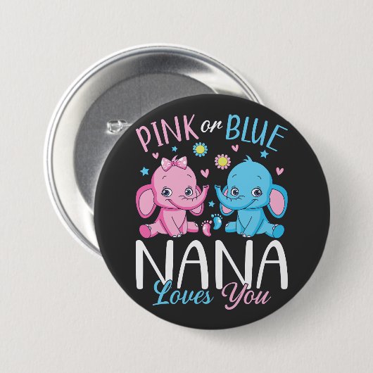 Rosa oder blaue Nana-Lieben für Elefanten Button (Vorne & Hinten)