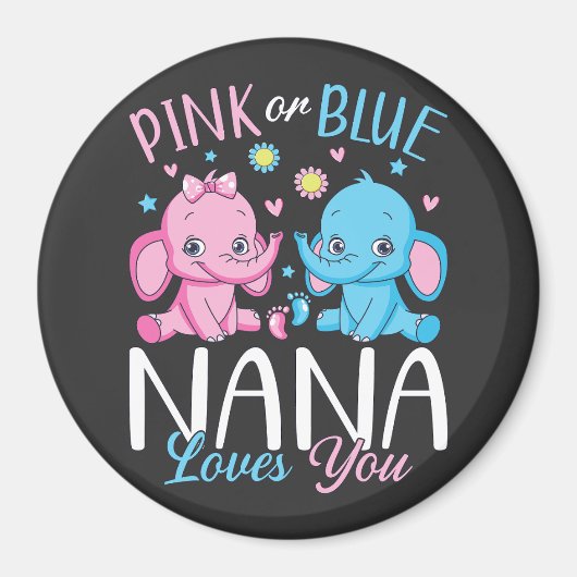 Rosa oder blaue Nana-Lieben für Elephant Baby Circ Magnet (Vorne)