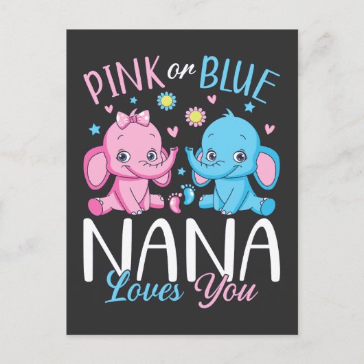 Rosa oder blaue Nana Lieben Sie Elephant Baby Postkarte (Vorderseite)