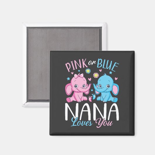 Rosa oder blaue Nana Lieben Sie Elephant Square Magnet (Vorderseite/Rückseite)