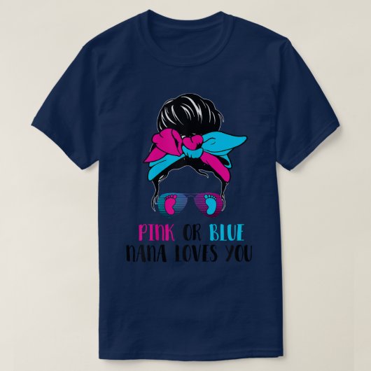 Rosa oder blaue Nana-Lieben Sie Niedliche Geschlec T-Shirt (Design vorne)