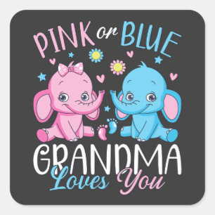 Rosa oder blaue Oma Lieben, die Sie Elephant Baby Quadratischer Aufkleber